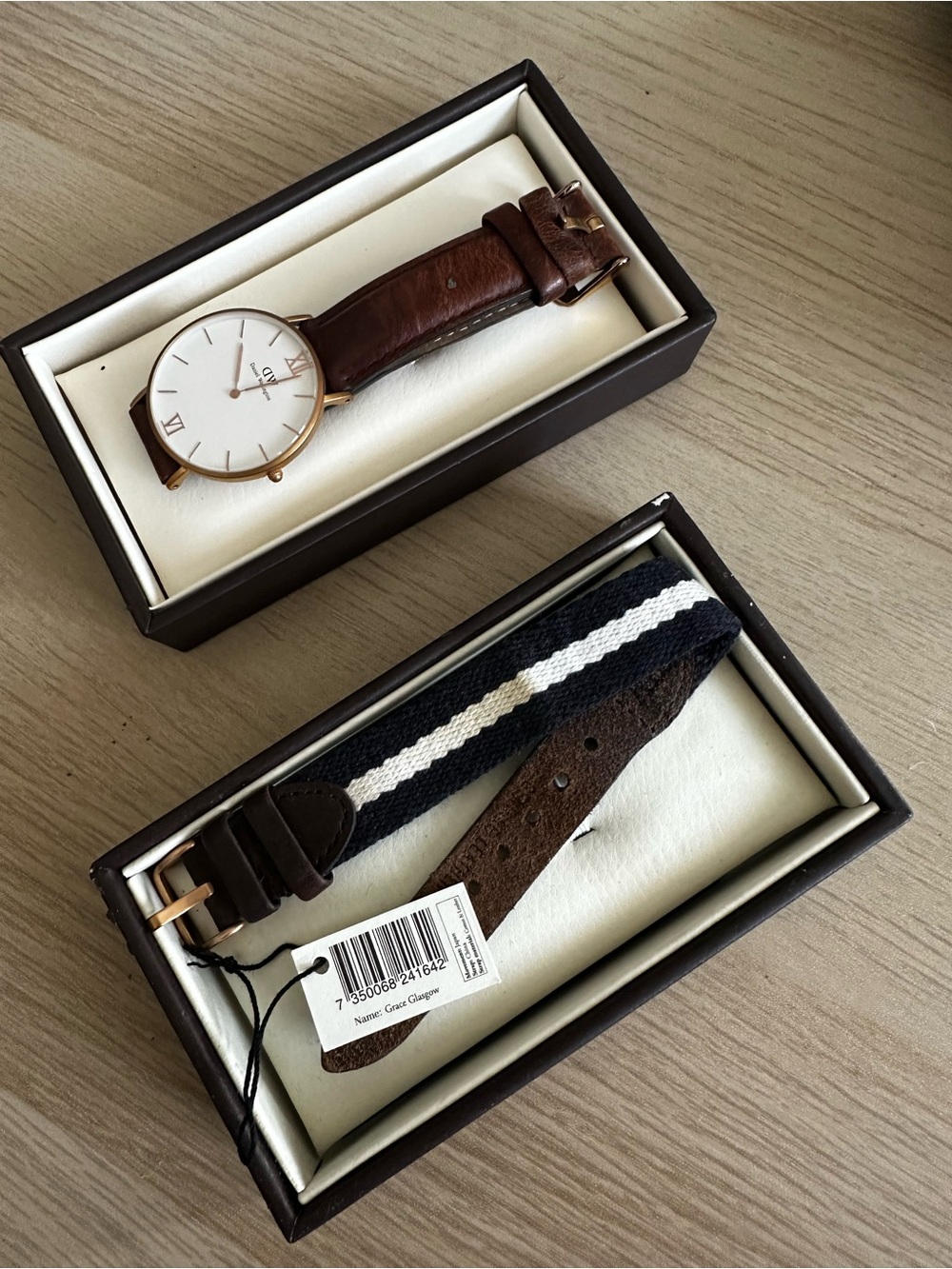 Daniel Wellington Unisex Grace Glasgow Watch Rose Gold with extra leather strap